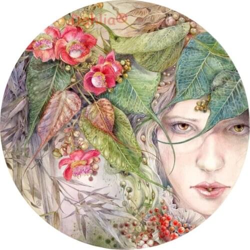 Awakening Girl Maid Lass Portrait and Flower Leaves Embroidery DIY Counted Cross Stitch Kits 14CT Unprinted Home Decor Handmade