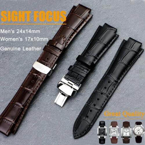 24x14mm(buckle 18mm) Men Leather Watchband 1853 for Tissot T60 Strap Belt 17x10mm Women Bracelet Convex End Strap Brown Bracelet