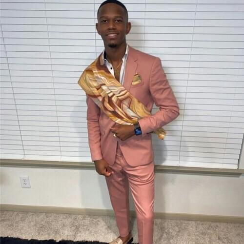 Winter Pink Mens High Quality Pants Suits Plus Size Two Button Groom Best Man Coat Business Wedding Blazer (Jacket+Pants)