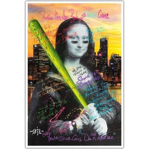 Hand painted graffiti popular art Alec Monopoly oil painting Wall art Mona lisa pictures painted for bedroom Home Decor