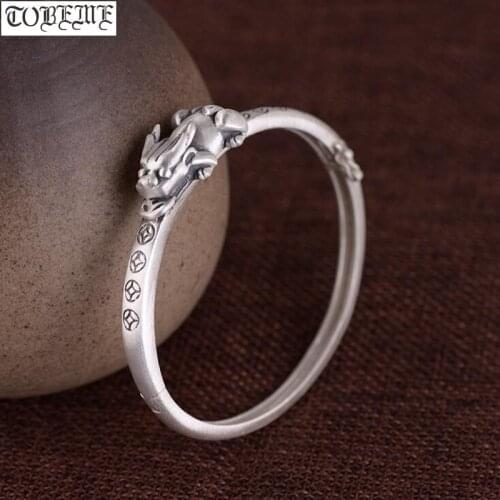 Handmade 100% 999 Silver Pixiu Bangle Pure Silver Ladys Bangle Real Silver Wealth Piyao Good Luck Bangle