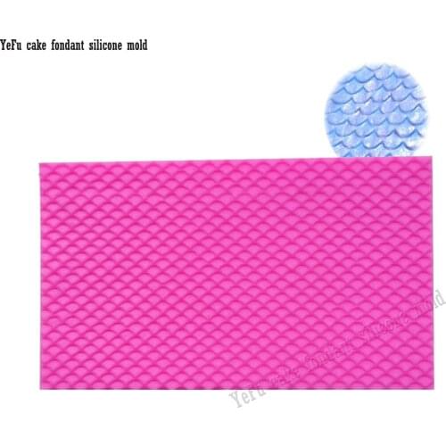 Mermaid Fish snake Scale lace border Mat Cake Decorating Texture Silicone Molds Baking Tools Gumpaste Chocolate Moulds F0809