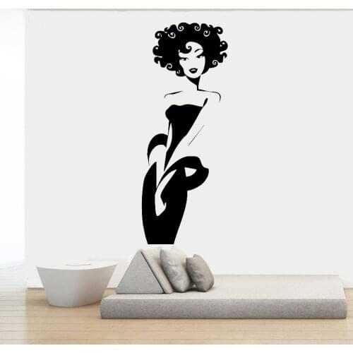High Quality Sexy Slender Woman Home Decoration Wall Decal Beautiful Afro Girl Black Chick Salon Spa Wall Mural Y-381
