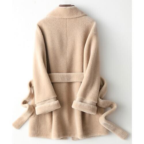 Winter Real Fur Autumn Jacket for Women Sheep Shearing 100% Wool Coat Korean Womens Coats Y002 KJ4577