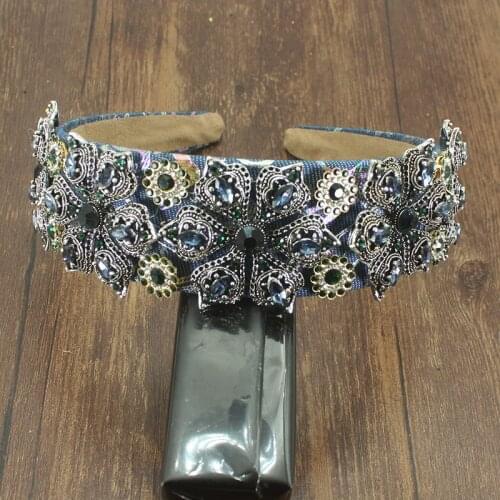 2021 Vintage Handmade Crystal Full Colorful Rhinestones Headdress Flower Luxury Headpiece Accessories For Women Wedding Party