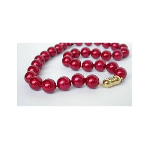 12mm round wine red south sea shell pearls necklace Factory Wholesale price 18inch real Women Fine for lady jewelry