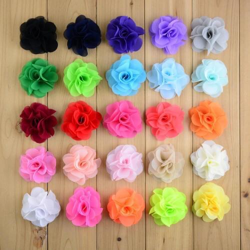 2.56Inch Neon Chiffon Hair Flowers 500pcs/lot Summer Sytle Flat back For Girls Headband Kids Hair Beauty accessories MH88