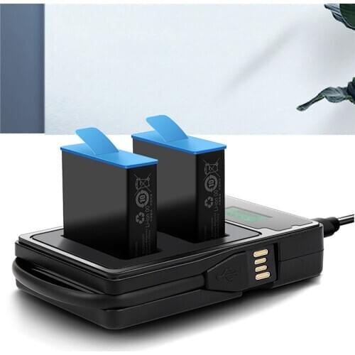 Type-C/Micro USB 2-Channel Battery Charger for GoPro 9 Action Camera Accessories LCD Display Battery Charging Station
