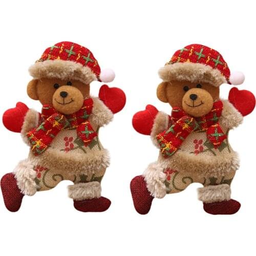 2Pcs Bear Christmas Ornaments Xmas Furnishing Decoration Elk Snowman Tree Toy Doll Handmade Christmas Decor for Home Gift natal