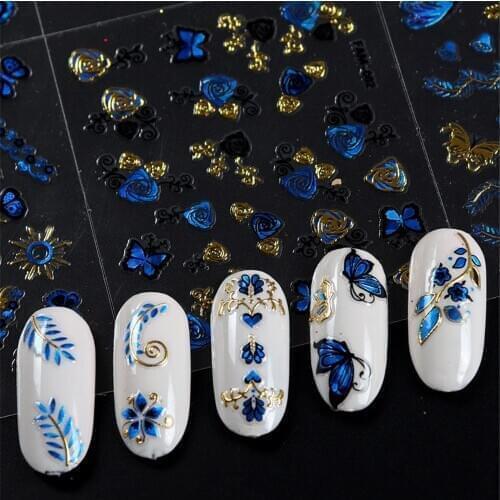 30Pcs/Set 3D Holographic Butterfly Nail Stickers Back Glue Colorful Decals Slider Sticker Decorations Manicure Nails Art Tool