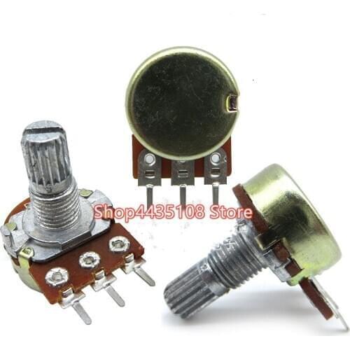 5pcs WH148 B1K B2K B5K B10K B20K B50K B100K B500K 3Pin 15mm Shaft Amplifier Dual Stereo Potentiometer 1K 2K 5K 10K 50K 100K 500K