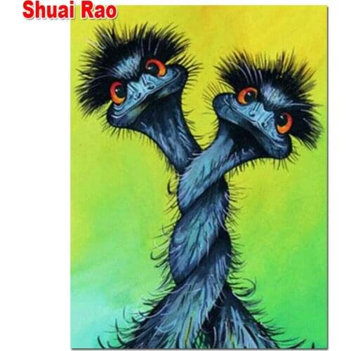 Diamond Painting Animal Two Ostriche bird full square round 5d diy diamond embroidery rhinestone mosaic diamond set wall art,hom