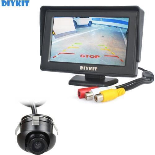 DIYKIT Wlred 4.3 inch LCD Rear View Car Monitor + HD Back Up Rear Front Side View Car Camera for Parking Assistance System