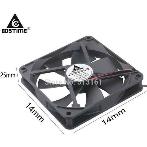 100Pcs Gdstime 14cm 14025 2Pin DC 24V 140mm x 25mm Brushless CPU Cooler Cooling Fan