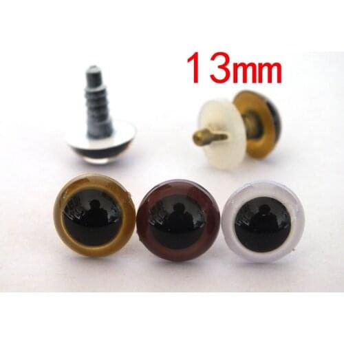 13mm safety eyes in gold/brown and white plastic for doll, crochet, plushies