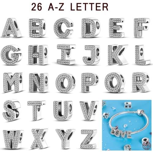 Hot Sale 925 Sterling Silver Letter Alphabet A M S Letter Charms Openwork Charms Alphabet Beads Fit Pandora Bracelet DIY Jewelry