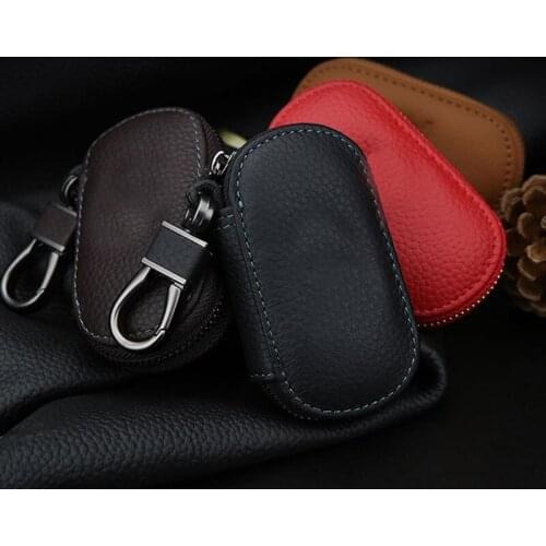 Car key case leather simple zipper bag car accessories protective cover suitable for Audi suitable for BMW Toyota Skoda Mazda