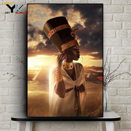 Black Gold African Art Woman Oil Painting on Canvas Cuadros Posters Prints Scandinavian Wall Picture for Living Room