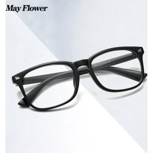 May Flower Fashion Square Designer Reading Glasses Blue Light Blocking Eyeglasses Big Size Prescription Eyewear Diopters +3.5+4