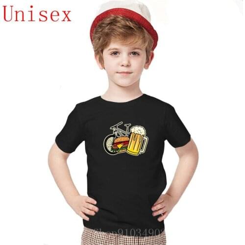 Custom Print Bike Burger and Beer kids clothes girls 8 to 12 boys clothes 8 years Harajuku Tops Trendy pop childrens clothes