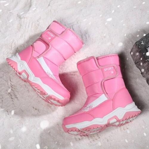 Children Snow Boots Waterproof Winter Warm Boots Plus Velvet Childrens Shoes Boys and Girls Cotton Shoes Ski Shoes