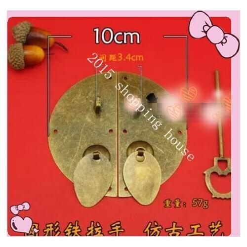 The diameter of the 10cm circular cabinet handle antique box buckle drawer handle lock