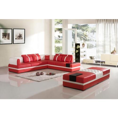 Sofas for living room furniture modern leather corner sofas with Big Ottoman