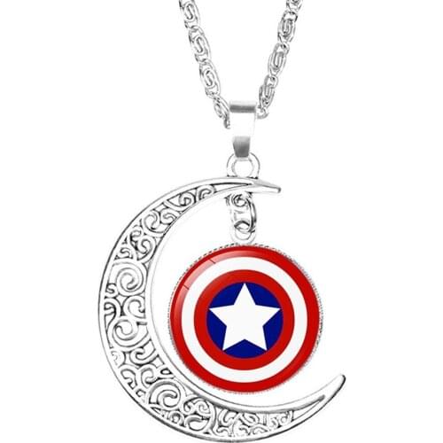 Disney The Long Chain Jewelry Necklace Crystal Marvel Spiderman Captain America Necklace For Boys Birthday Gifts Toys For Kids