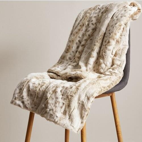 100% Polyester Double Layers Winter Blanket Leopard Print Faux Fur Polar Fleece Sofa Couch Bed Sleep Throw Blanket 130x160cm