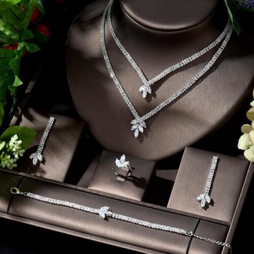 HIBRIDE Hot Wedding Bridal Jewelry Sets for Women Elegant Party Gifts Fashion Cubic Zirconia Big Wedding Jewelry Sets N-1373