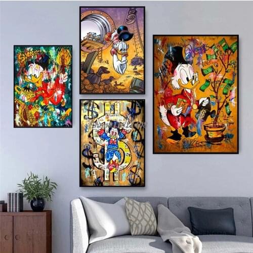 Print Art Disney Home Decor Cartoon Donald Duck Anime Poster Wall Art Pictures Decor Print Canvas Painting on The Kids Room Wall