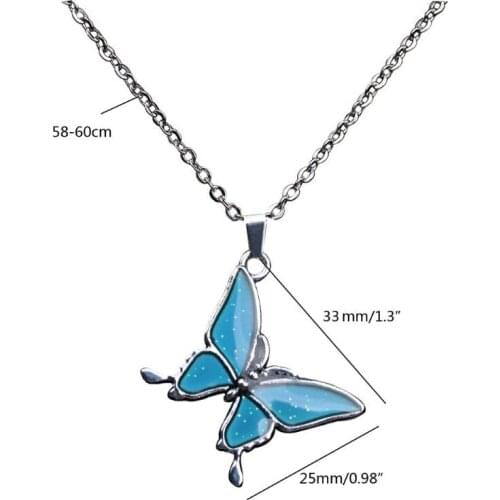 Butterfly Color Change With Temperature Necklace Butterfly Magic Emotion Feeling Mood Pendant Necklace Jewelry