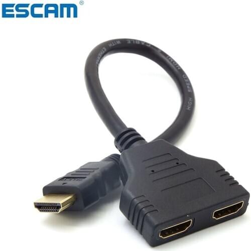 ESCAM New Arrival Cable Splitter Cable 1 Male To Dual HDMI-Compatible 2 Female Y Splitter Adapter In HD LED LCD TV 30cm