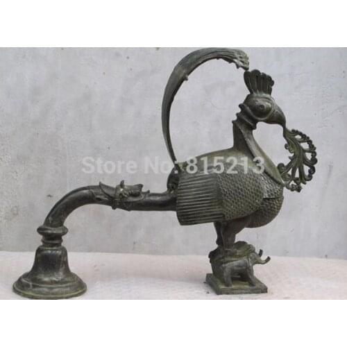 Bi00778 Chinese vintage Bronze hand-carved phoenix statue bird of wonder Elephant censer