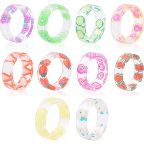 Rings Resin Ring Fashion Fruit Rings Temperament Fashion Rings For Women Men Jewelry Gift bague femme