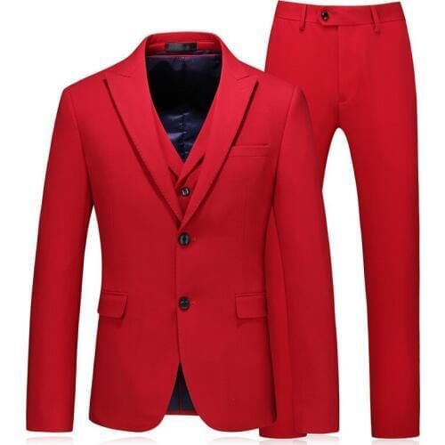 Mens suit 3-piece blazer pants vest wedding groom groomsman formal dress mens business professional suit suit costume homme