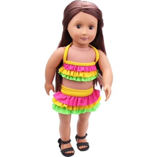 18 Inch American Doll Girls Bathing Suit with Sling Swimwear Newborn Baby Pool Toys Accessories Fit 40-43 Cm Boy Dolls Gift c137