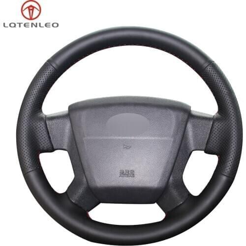LQTENLEO Black Artificial Leather Hand-stitched Car Steering Wheel Cover For Jeep Compass 2006-2010 Old Patriot 2007-2010