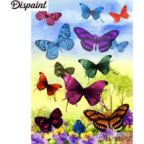 Dispaint Full Square/Round Drill 5D DIY Diamond Painting "Flower butterfly" Embroidery Cross Stitch 5D Home Decor A11584