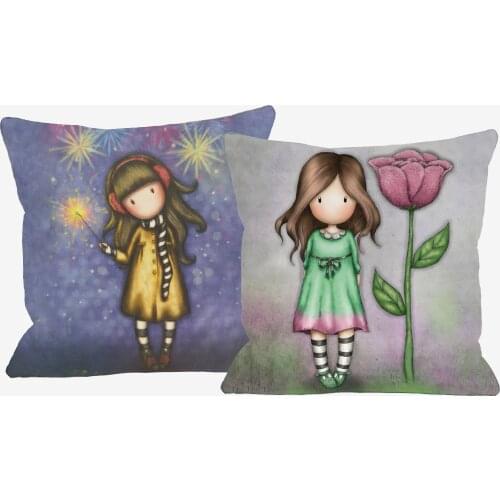 Hand Painting Lovely Kids Beautiful Children Cushion Cover Home Decorative White Polyester Pillow Case