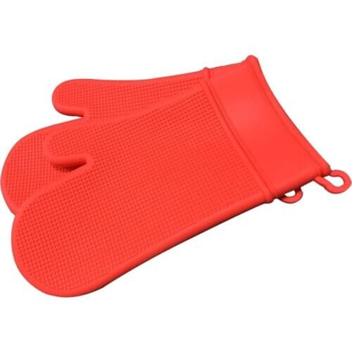 Non-slip Kitchen Heat Resistant Silicone Oven Glove Thick Kitchen Cooking BBQ Grill Oven Mitt Baking Barbecue Glove Gray 35CM