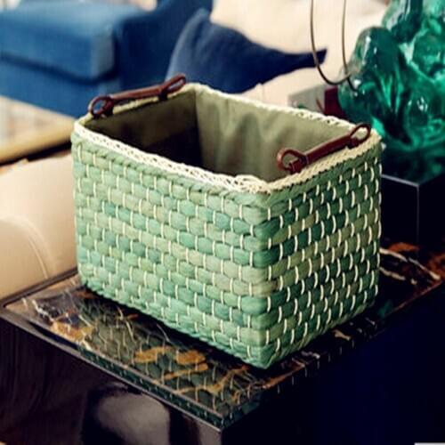 2016 new Desktop cosmetics storage boxes toys underwear store content storage bins rural grass rattan baskets without cover