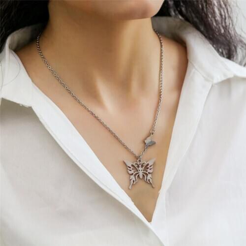 Sweet Butterfly Stainless Egirl Steel Necklace Women Men Polishing Chain E-Girl Girls Fashion Accessories Birthday Gift Aesthet