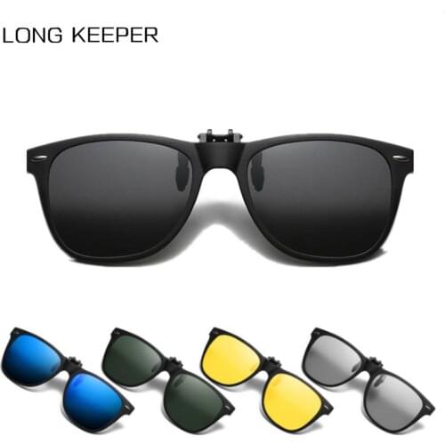 TR90 Polarized Clip On Sunglasses Men Flip Up Photochromic Trend Goggles Mirror Fashion Lens Night Vision Driving Sun Glasses