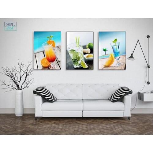 SPLSPL Kitchen Decorative Painting Summer Landscape Champagne Cocktail Modern Wall Art Canvas Picture Hd Posters and Prints