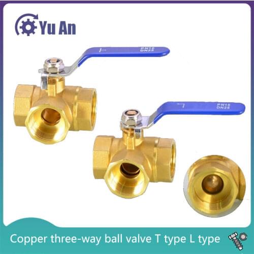 1/2 IN Copper Three Way Ball Valve T Type L Type 1/4IN 3/8IN 3/4 IN 1 IN Inner Wire Valve Switch Water Pipe Heating Joint