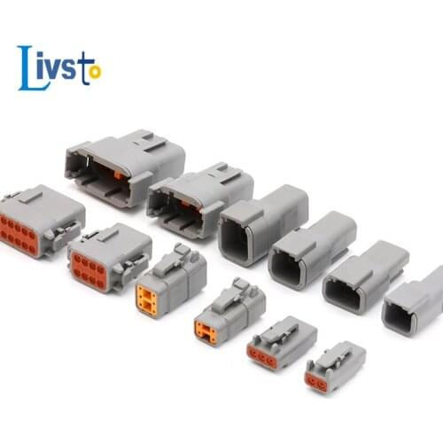 1 set 2 3 4 6 812 Pin Way Deutsch DTM Waterproof Connector With Pins Automotive DTM06-2S DTM04-2 3 4 6 8 12P 20-24AWG