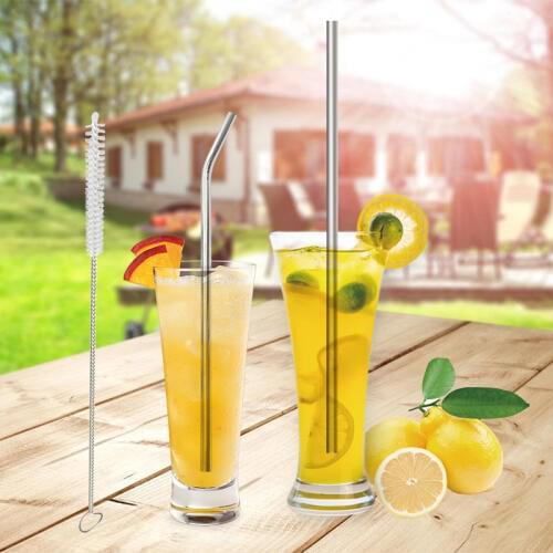 1Pcs Reusable Drinking Straw Bent/Straight High Quality 304 Stainless Steel Metal Straw/1Pcs Cleaner Brush For Mugs Bar Gadgets
