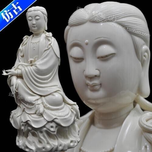 15 inch antique sitting Guanyin rock antique porcelain porcelain collections decoration decorative works of art crafts Home Furn