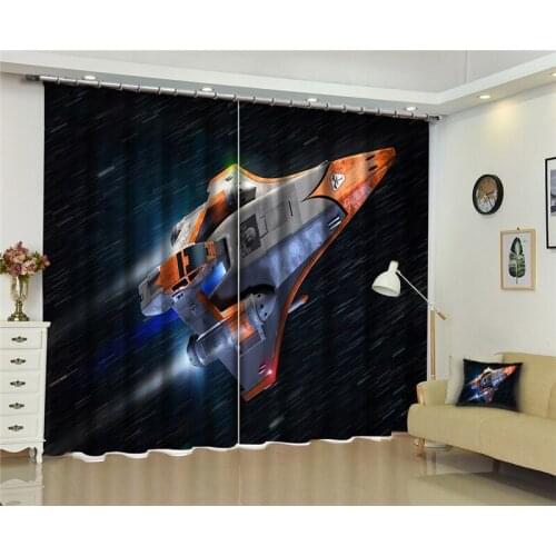 3D Window Curtains rocket print Luxury Blackout Living Room kids Bedroom Customized size Drapes Rideaux Cortinas pillowcase
